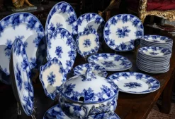 Pamono White and Blue Table Service, Set of 40><noscript><img width=