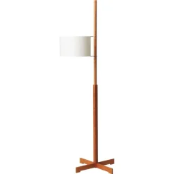 Pamono White and Cherry Wood TMM Floor Lamp by Miguel Milá> Floor Lamps