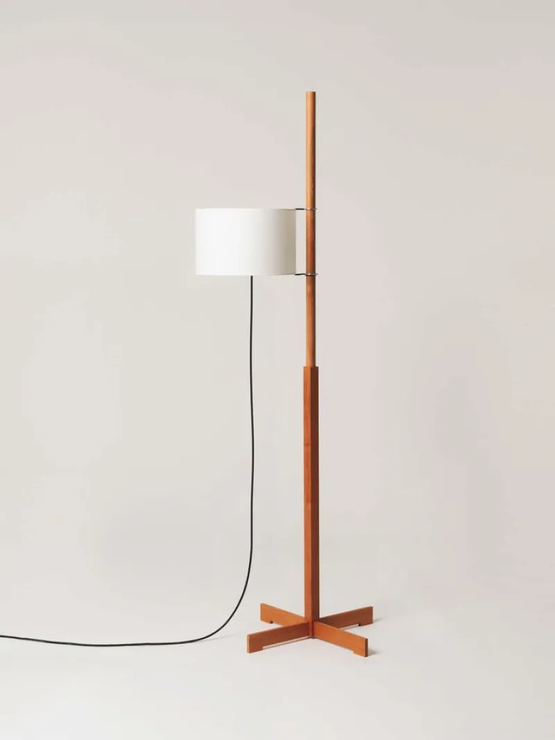 Pamono White and Cherry Wood TMM Floor Lamp by Miguel Milá> Floor Lamps