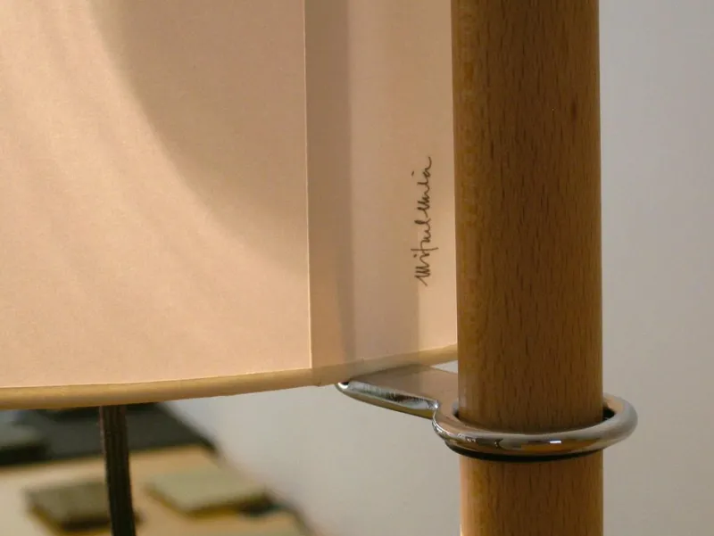 Pamono White and Cherry Wood TMM Floor Lamp by Miguel Milá> Floor Lamps