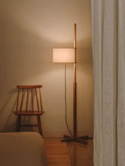 Pamono White and Cherry Wood TMM Floor Lamp by Miguel Milá><noscript><img width=