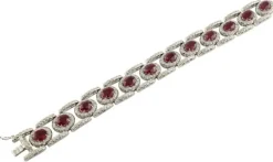 Pamono White and Gold Link Bracelet with Diamonds and Rubies><noscript><img width=