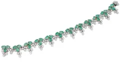 Sale Pamono White and Rose Gold Bracelet with Emeralds and Diamonds
