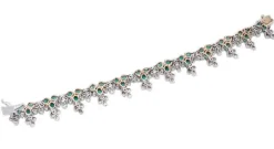 Sale Pamono White and Rose Gold Bracelet with Emeralds and Diamonds