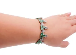 Sale Pamono White and Rose Gold Bracelet with Emeralds and Diamonds