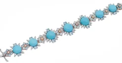 Best Pamono White and Rose Gold Bracelet with Turquoise, Topaz & Diamonds