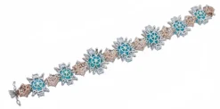 Best Pamono White and Rose Gold Bracelet with Turquoise, Topaz & Diamonds