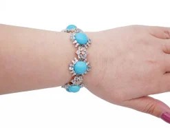 Best Pamono White and Rose Gold Bracelet with Turquoise, Topaz & Diamonds