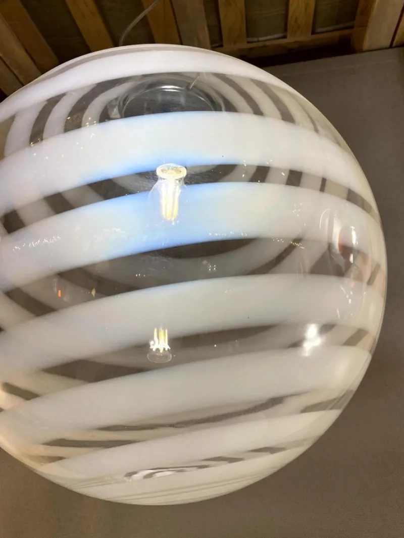 Pamono White and Transparent Sphere Lamp in Murano Glass from Simoeng> Table Lamps