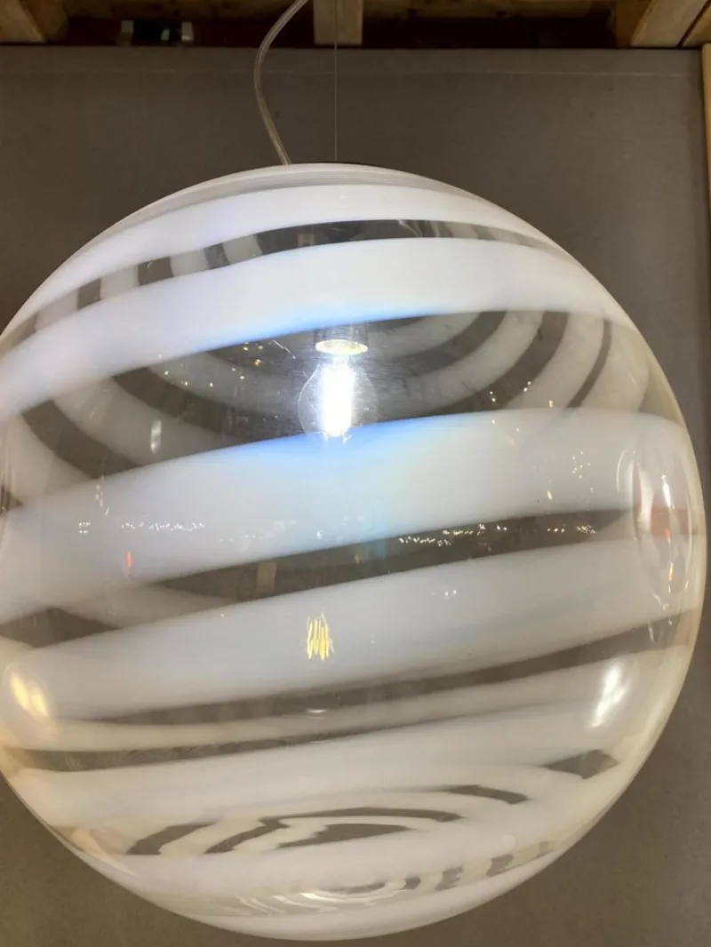Pamono White and Transparent Sphere Lamp in Murano Glass from Simoeng> Table Lamps