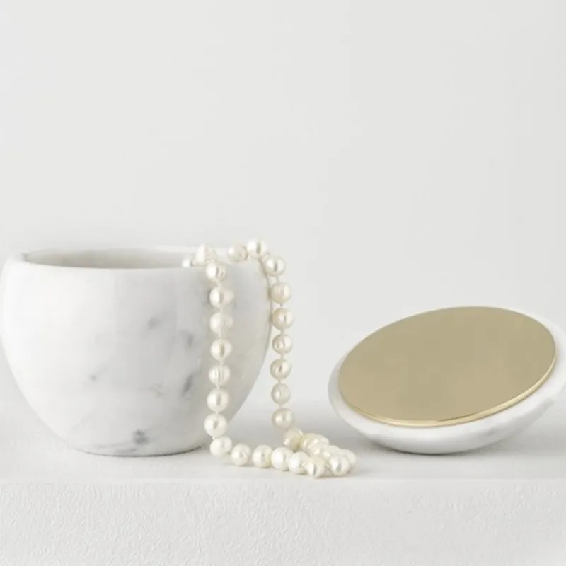 Online Pamono White Carrara Marble and Brass Mirror Apple Box