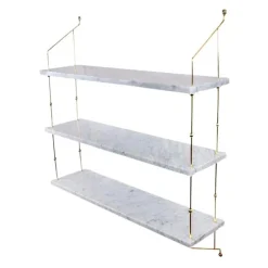 Best Pamono White Carrara Marble and Brass Morse Shelf by OxDenmarq
