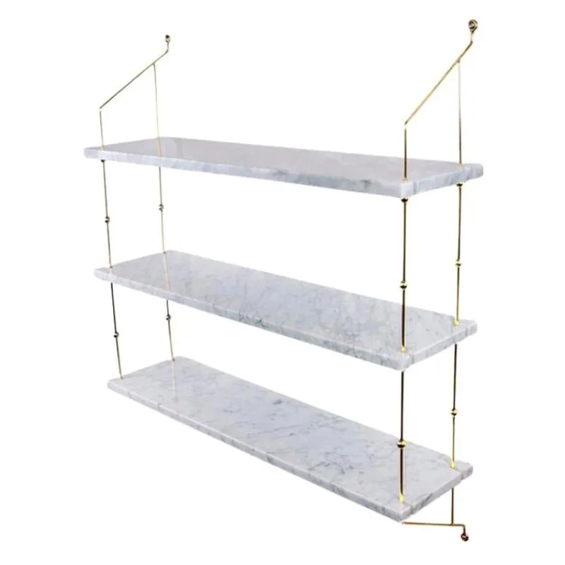 Best Pamono White Carrara Marble and Brass Morse Shelf by OxDenmarq