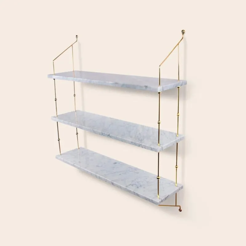 Best Pamono White Carrara Marble and Brass Morse Shelf by OxDenmarq
