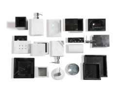 Pamono White Carrara Marble Bathroom Set from FiammettaV Home Collection, Set of 4><noscript><img width=