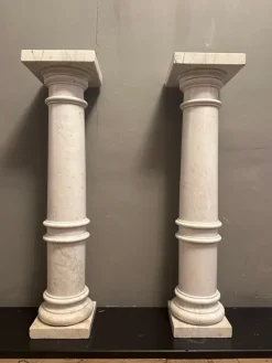 Best Pamono White Carrara Marble Pedestals, 1890s, Set of 2