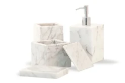 Pamono White Carrara Marble Squared Soap Dispenser from Fiammettav Home Collection, 2019> Decorative Objects