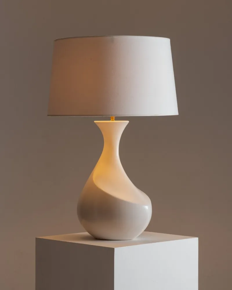 Best Pamono White Ceramic Lamp from Galibert, 1960s