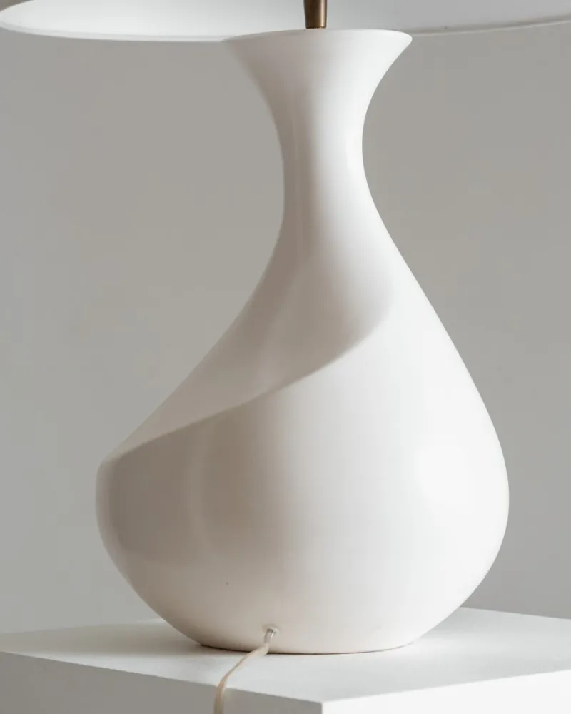 Best Pamono White Ceramic Lamp from Galibert, 1960s