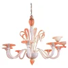 Pamono White Chandelier with Transparent Leaves in Murano Glass by Simoeng> Ceiling Lights