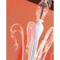 Pamono White Chandelier with Transparent Leaves in Murano Glass by Simoeng><noscript><img width=