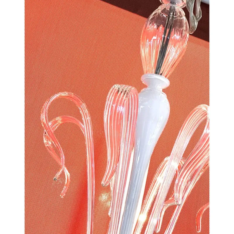Pamono White Chandelier with Transparent Leaves in Murano Glass by Simoeng> Ceiling Lights