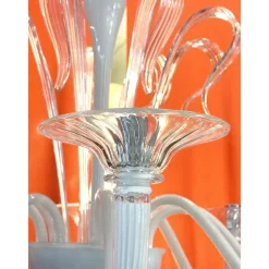 Pamono White Chandelier with Transparent Leaves in Murano Glass by Simoeng><noscript><img width=