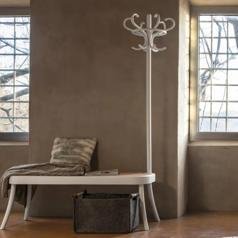 Pamono White Coat Rack with Bench