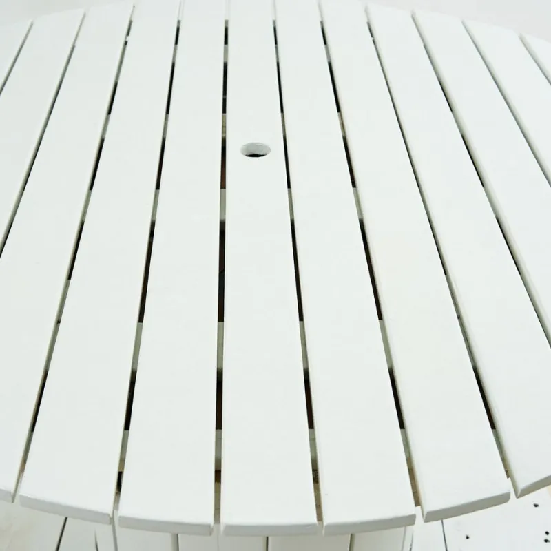 Online Pamono White Coil Wooden Outdoor Table
