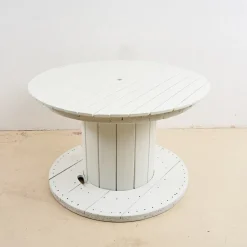 Online Pamono White Coil Wooden Outdoor Table