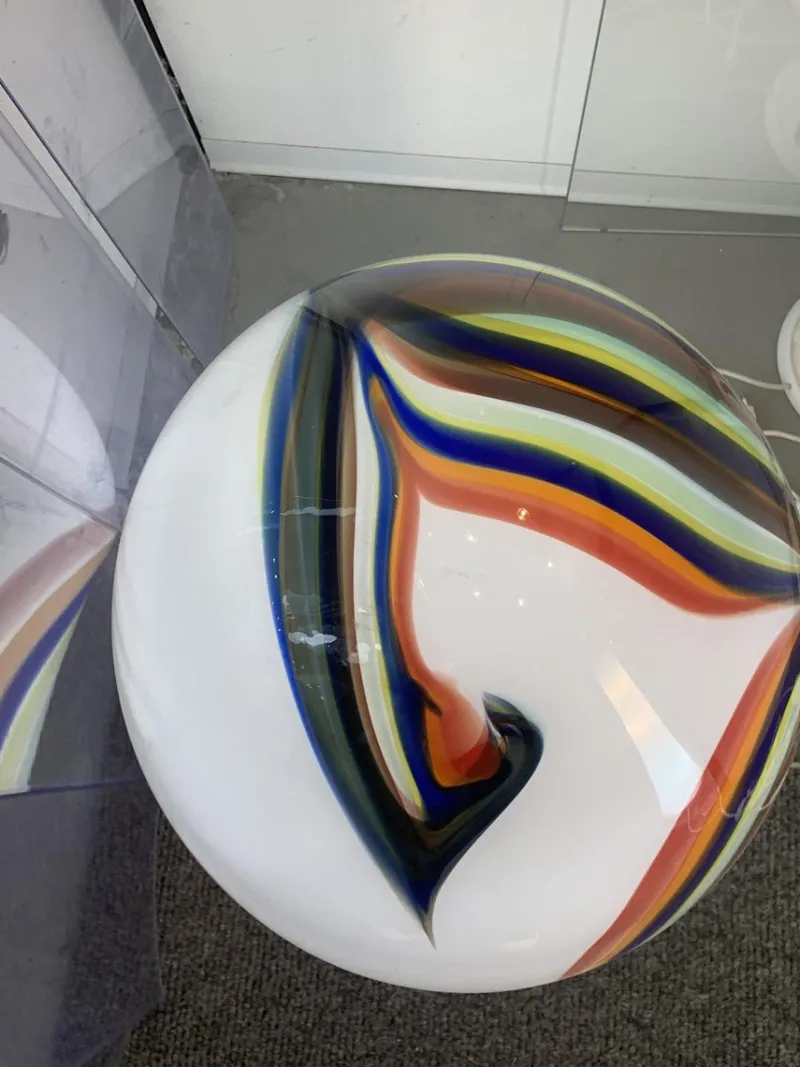 Hot Pamono White Egg Lamp in Murano Style Glass with Multicolored Reeds from Simoeng