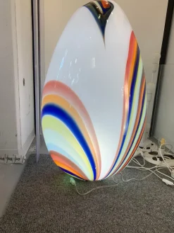 Hot Pamono White Egg Lamp in Murano Style Glass with Multicolored Reeds from Simoeng