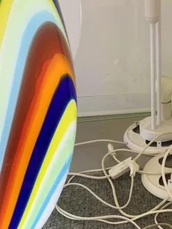 Hot Pamono White Egg Lamp in Murano Style Glass with Multicolored Reeds from Simoeng
