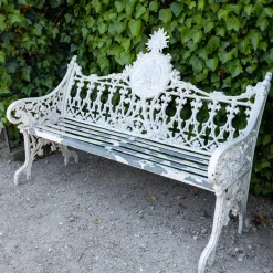 Pamono White Garden Bench in Cast Iron><noscript><img width=