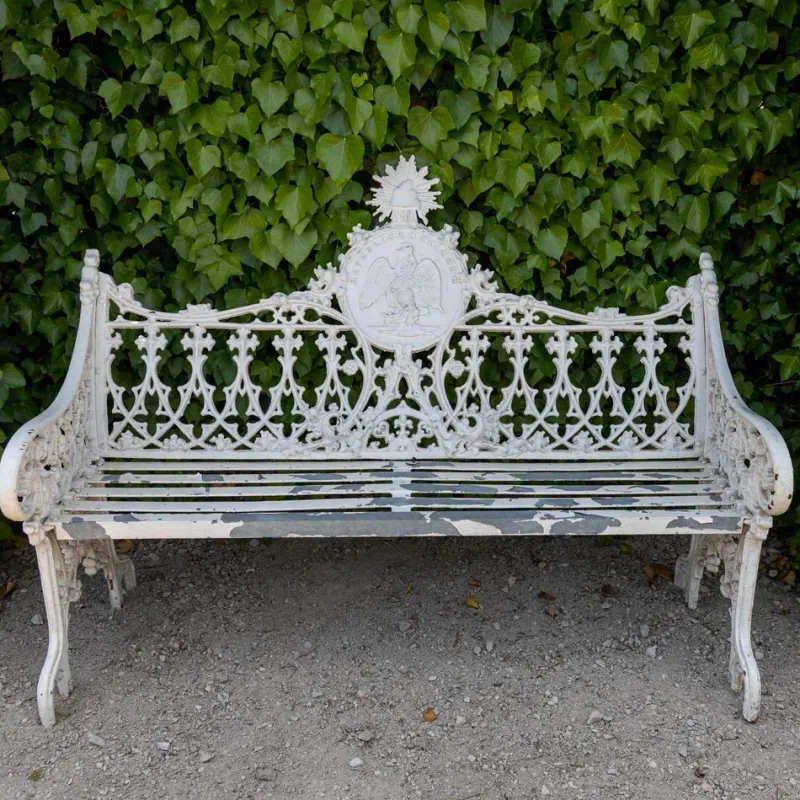 Pamono White Garden Bench in Cast Iron> Garden Seating