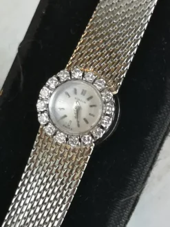 Outlet Pamono White Gold and Diamonds Women Wrist Watch by Gubelin, Made in Swiss, 1950s