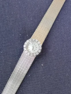 Outlet Pamono White Gold and Diamonds Women Wrist Watch by Gubelin, Made in Swiss, 1950s