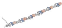 Pamono White Gold Bracelet with Coral and Sapphires and Diamonds> Bracelets
