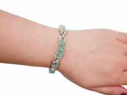 Discount Pamono White Gold Bracelet with Emeralds and Diamonds