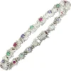 Online Pamono White Gold Bracelet with Rubies and Emeralds