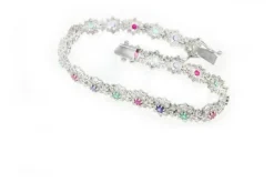 Online Pamono White Gold Bracelet with Rubies and Emeralds