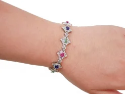 Pamono White Gold Bracelet with Emeralds and Rubies><noscript><img width=