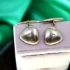 Pamono White Gold Cufflinks in Concave Triangular Shape with Brilliant-Cut Diamonds, Set of 2