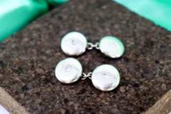 Pamono White Gold Cufflinks with Brilliant-Cut Diamonds, Set of 2><noscript><img width=