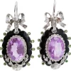 Pamono White Gold Earrings with Amethysts, Tsavorite, Diamonds and Enamel, Set of 2> Earrings
