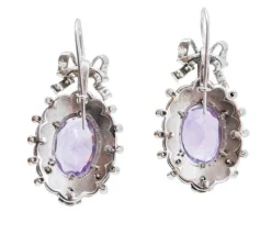 Pamono White Gold Earrings with Amethysts, Tsavorite, Diamonds and Enamel, Set of 2><noscript><img width=