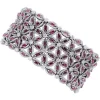 Pamono White Gold Flower Themed Bracelet with White Diamonds and Rubies> Bracelets