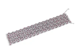 Pamono White Gold Flower Themed Bracelet with White Diamonds and Rubies> Bracelets