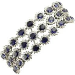 Discount Pamono White Gold Link Bracelet with Blue Sapphires and White Diamonds