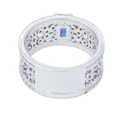 Pamono White Gold Ring with Sapphires and Diamonds><noscript><img width=